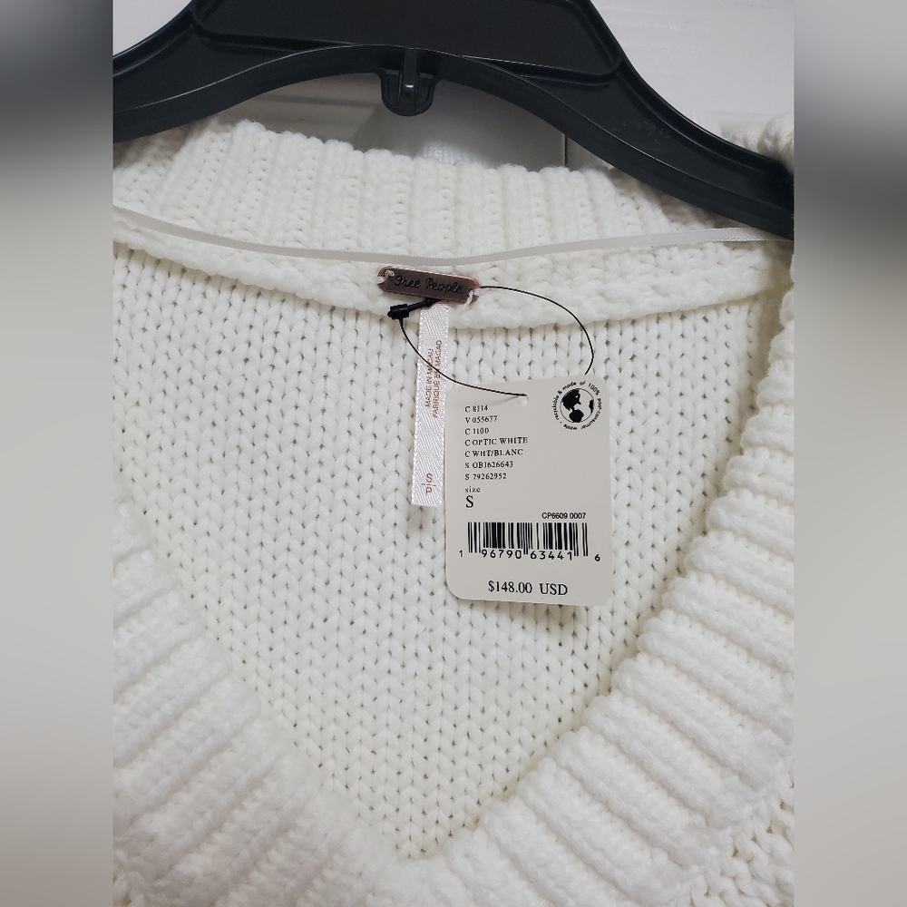 Free People Alli V-Neck Sweater/Optic Whitey6 - Picture 10 of 16
